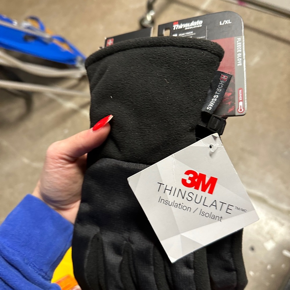 Thinsulate Black Mens Gloves Large NWT